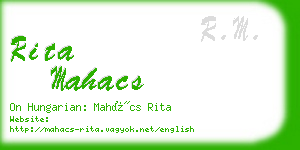 rita mahacs business card